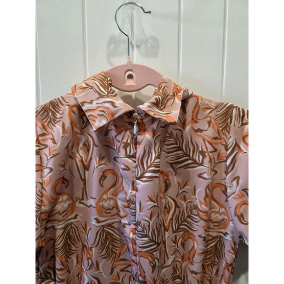 Anthropologie Dazey LA Retro Flamingo Romper Size M Zip Back Pockets - Picture 9 of 9